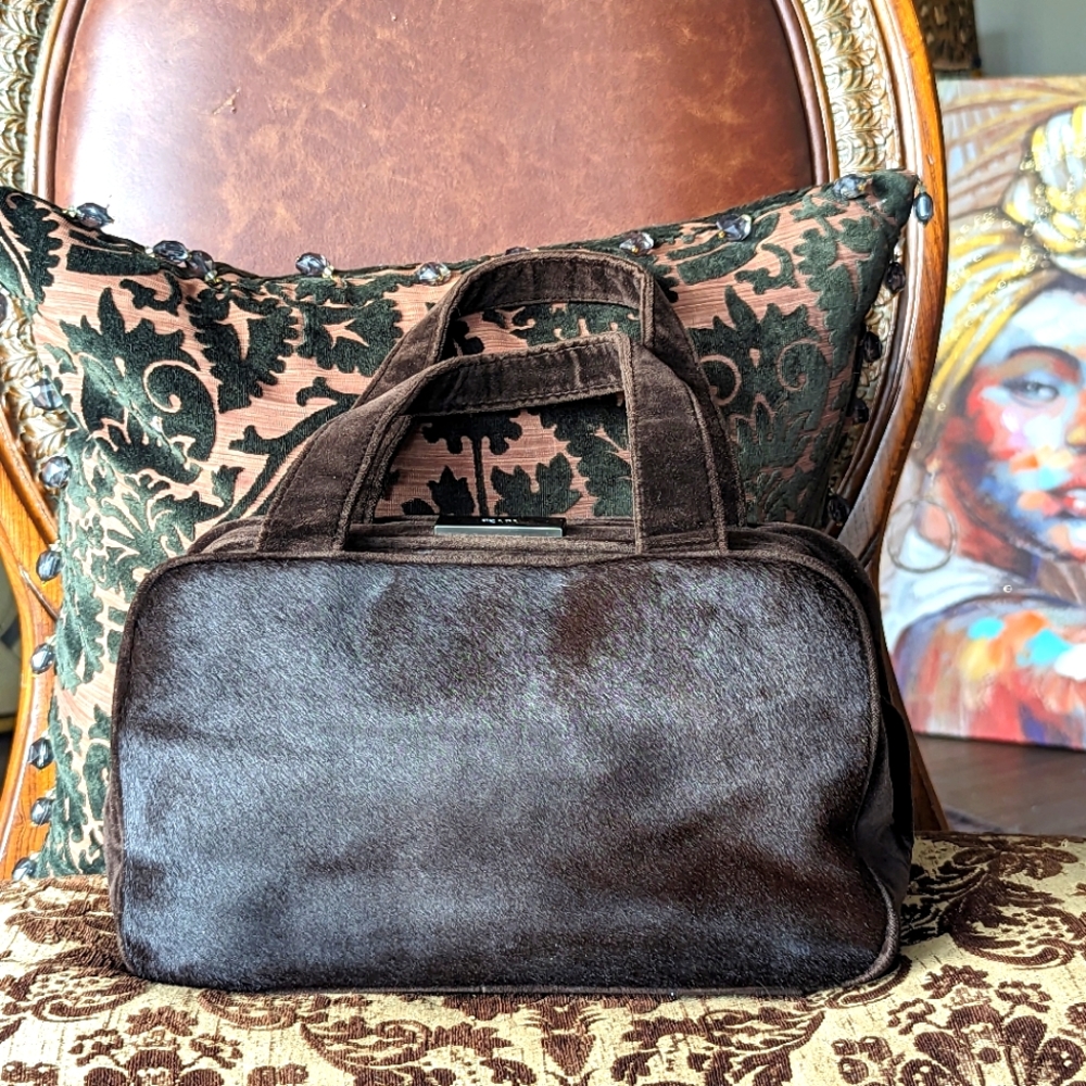 🎄PRADA🎄 REAL FUR &VELVET  BOSTON BAG - Picture 3 of 11